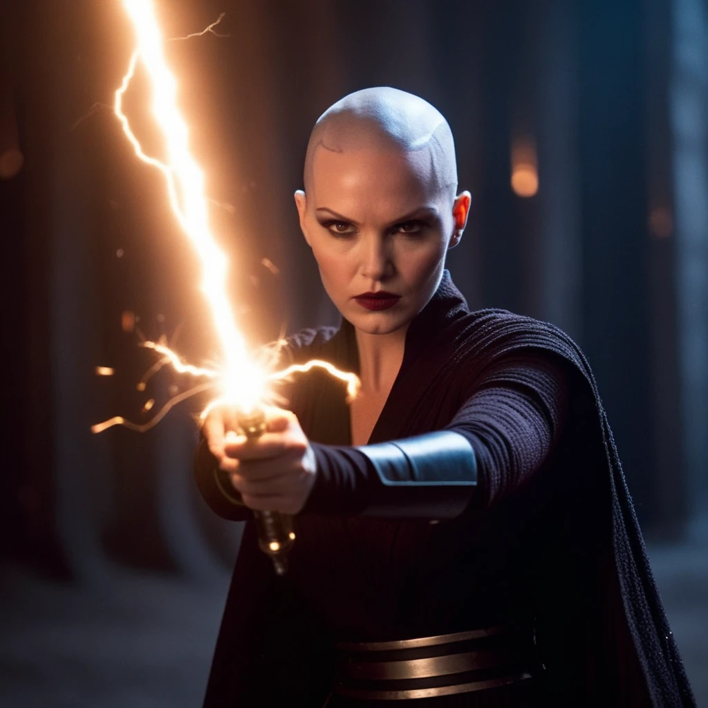 cinematic film still of <lora:Asajj Ventress:1.2>
Asajj Ventress a woman in a black dress is holding a lightning bolt with electric lighting sparks In Star Wars Universe, shallow depth of field, vignette, highly detailed, high budget, bokeh, cinemascope, moody, epic, gorgeous, film grain, grainy