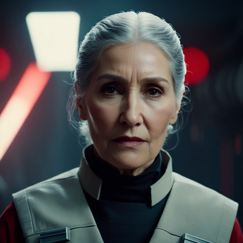 cinematic film still of <lora:Iden Versio:1.2>
Iden Versio an old age woman with a grey hair and a shirt In Star Wars Universe, shallow depth of field, vignette, highly detailed, high budget, bokeh, cinemascope, moody, epic, gorgeous, film grain, grainy