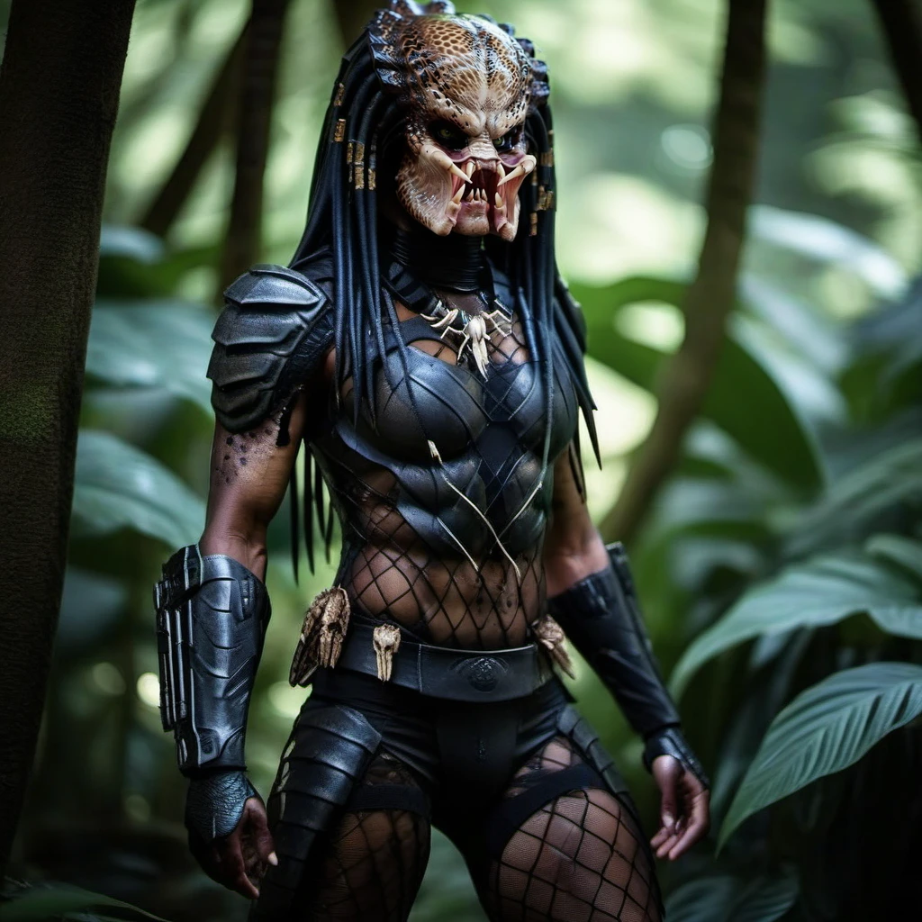 Female Yautja (the alien from the movie PREDATOR)))) (((beautiful Yautja face ))) here seductively showing her beautiful breasts for the camera)))) (((Huge DDDD PERKY tits:1.5))-(tiny sharp teeth)extremely detailed, extremely detailed face and eyes, detailed skin texture, (best quality,4k,8k,highres,masterpiece:1.2),ultra-detailed,(realistic,photorealistic,photo-realistic:1.37),HDR,UHD,studio lighting,ultra-fine painting,sharp focus,physically-based rendering,extreme detail description,professional,vivid colors,bokeh,fantasy,concept art,dynamic pose,muscular arms,strong legs,perfect shapely ass,high fantasy armor,large breasts,slender curvy body,thin waist,extremely detailed facial features,piercing eyes