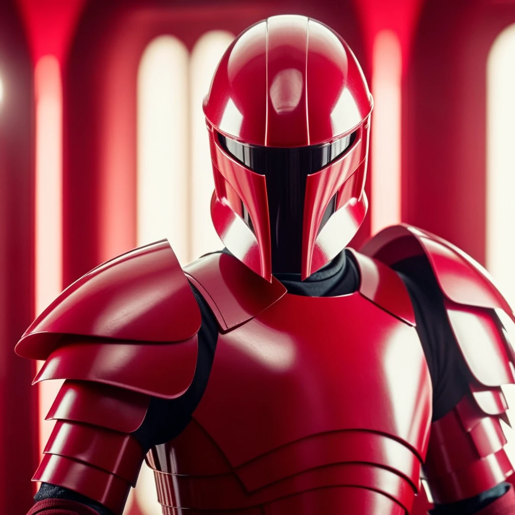 cinematic film still of <lora:Elite Praetorian Guard:1.2>
Elite Praetorian Guard a crimson-armored knight holding a two bladed weapons, shallow depth of field, vignette, highly detailed, high budget, bokeh, cinemascope, moody, epic, gorgeous, film grain, grainy