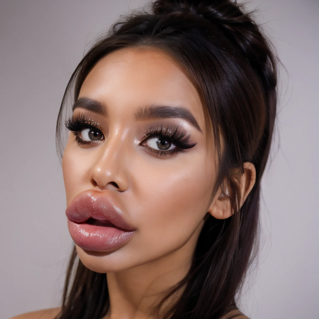 (best quality:1.1), 1girl, brown hair, beautiful face, cute,
big lips, (enormous lips:1.2), (huge lips:1.1), bimbolips <lora:BimbolipsV2-000003:0.8>,
8k, 4k, intricate, detailed face, detailed eyes
gradient background, strong lighting