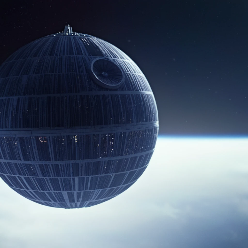 cinematic film still of  <lora:star wars style:1.5>
In star wars universe an epic death star is floating in the dark star wars style, shallow depth of field, vignette, highly detailed, high budget, bokeh, cinemascope, moody, epic, gorgeous, film grain, grainy
