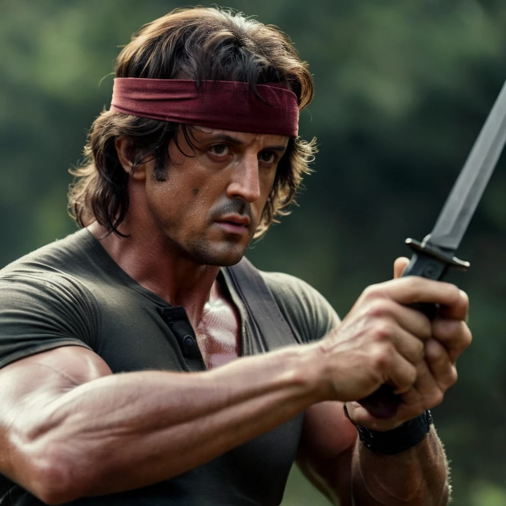 cinematic film still of <lora:Rambo:1>
Rambo a man with a perfect combat knife in his hand, shallow depth of field, vignette, highly detailed, high budget, bokeh, cinemascope, moody, epic, gorgeous, film grain, grainy