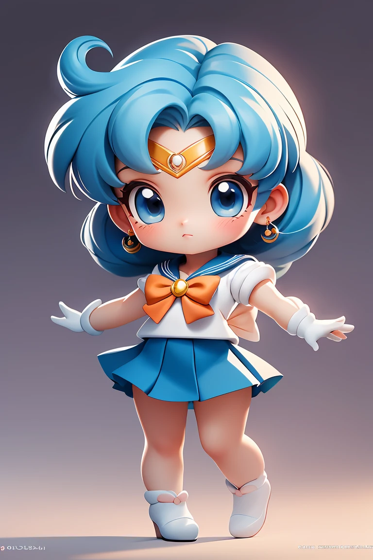 chibi, masterpiece, best quality, original, official art,full body,1 cute girl,beautiful eye,wearing school uniform,sailor moon style, solo, blank background, dynamic pose,blurred background,,<lora:GoodHands-beta2:1>, cartoon rendering,