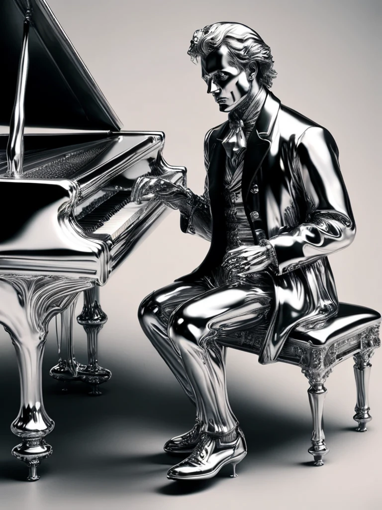 ral-chrome, little mozard in 1800 fashion playing on piano <lora:ral-chrome-sdxl:1>