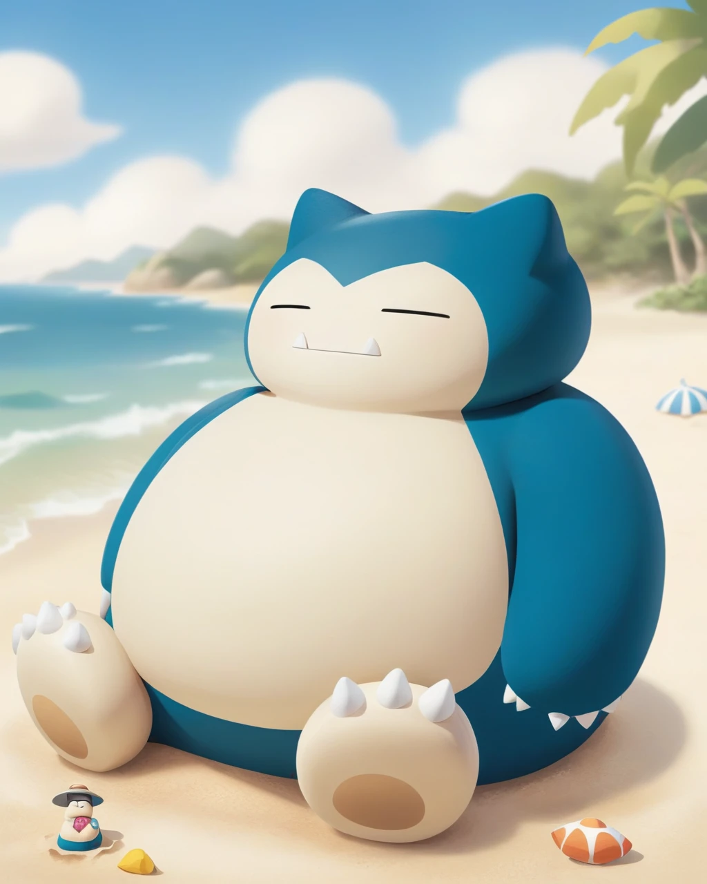 Snorlax sitting on the beach <lora:Snorlax_v0_1:0.9>