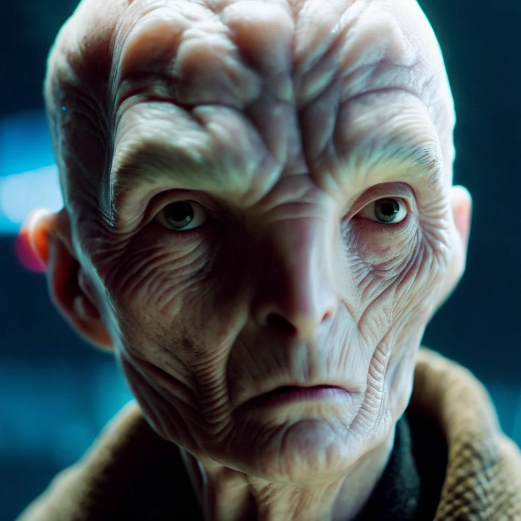 cinematic film still of <lora:Snoke:1.2>
Snoke a creepy looking man with a big head in star wars universe, shallow depth of field, vignette, highly detailed, high budget, bokeh, cinemascope, moody, epic, gorgeous, film grain, grainy