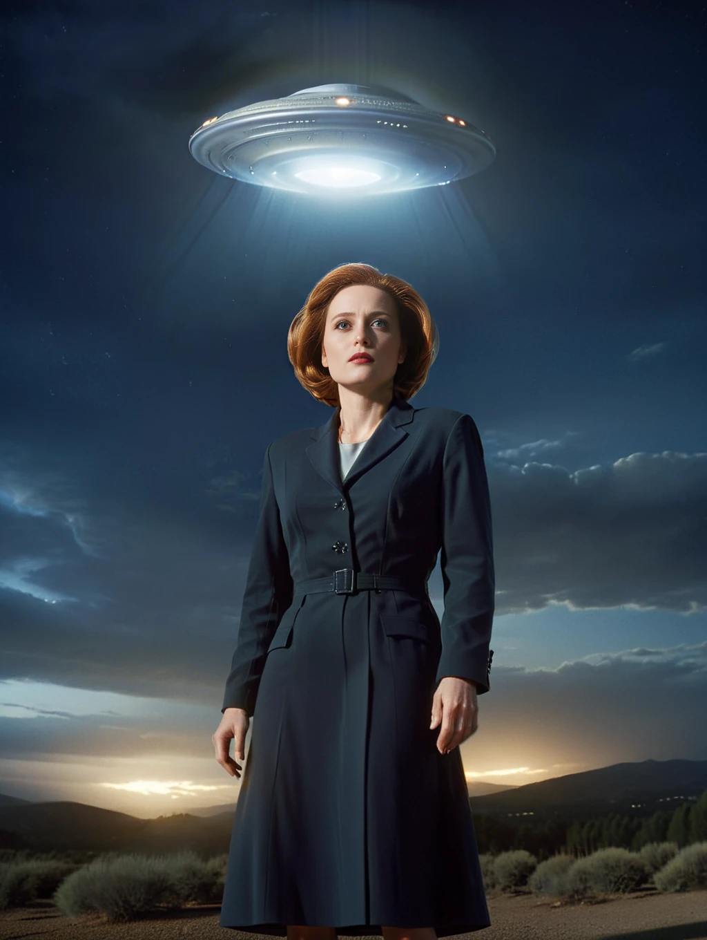 <lora:DanaScully:1> dana scully as stained glass, holding an alien