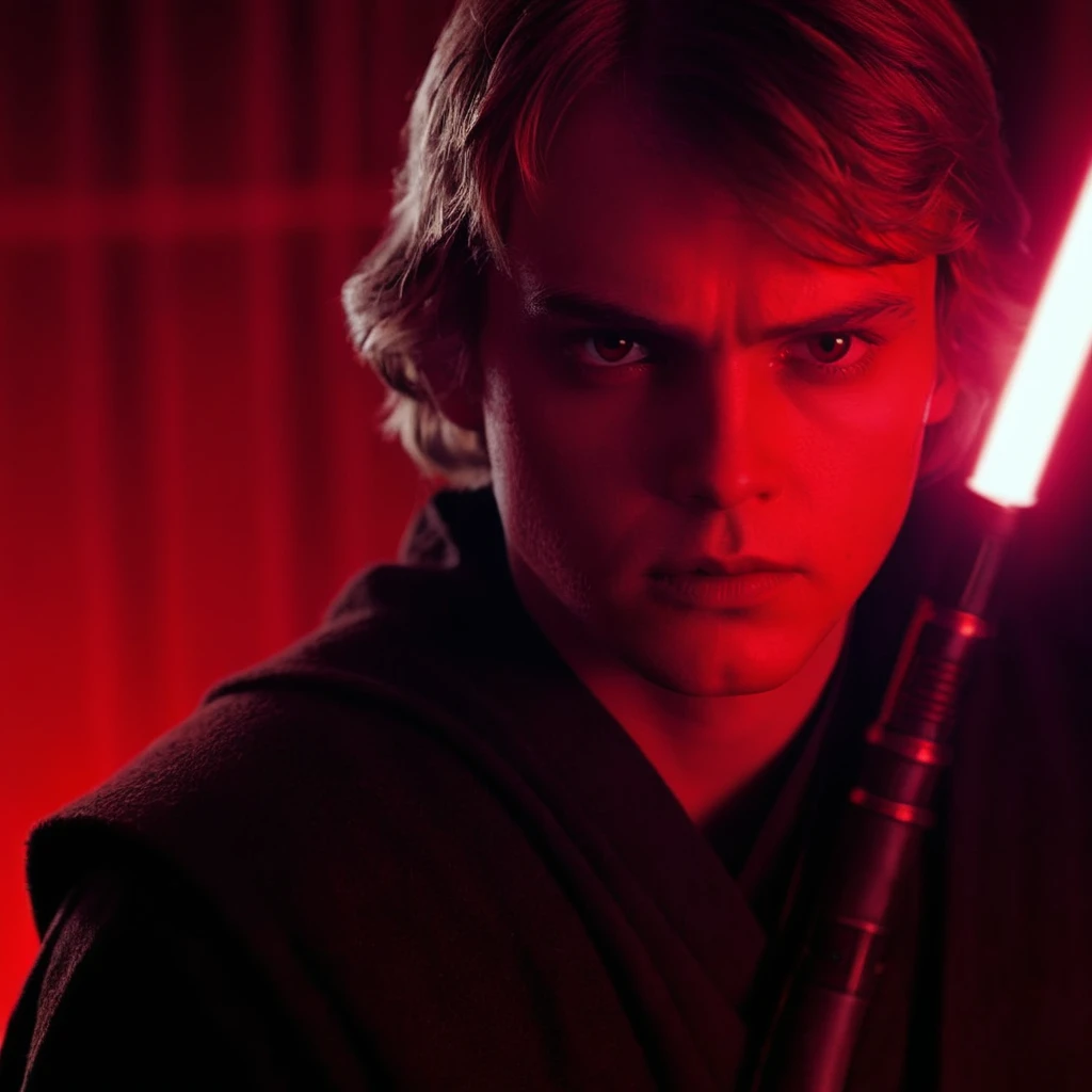 cinematic film still of <lora:Anakin Skywalker:1.2>
Anakin Skywalker a man with in a dark room and a red light in star wars universe, shallow depth of field, vignette, highly detailed, high budget, bokeh, cinemascope, moody, epic, gorgeous, film grain, grainy
