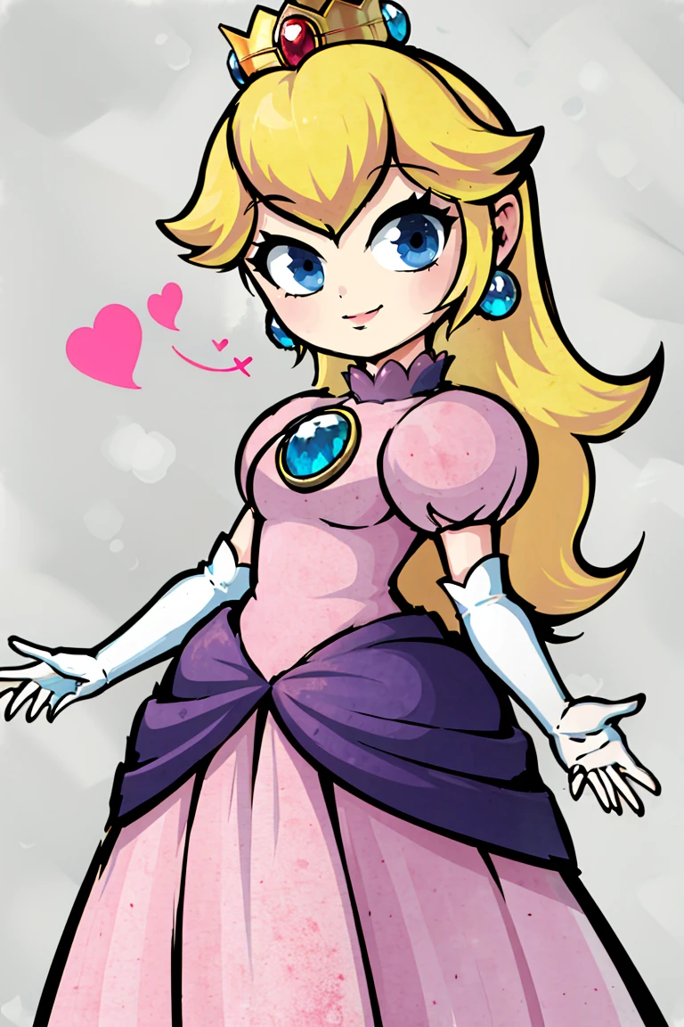 <lora:Style_of_the_Winds:0.8>, , ((masterpiece,best quality)), absurdres, <lora:Princess_Peach_Nintendo:0.8>, Princess_Peach, (pink dress), blonde hair, blue eyes, long hair, crown, gem, gloves, puffy sleeves, short sleeves, white gloves, solo, smiling, looking at viewer, cowboy shot,