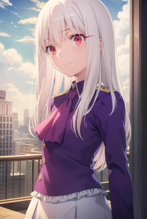 illyasvielvoneinzbern, <lora:illyasviel von einzbern ubw-lora-nochekaiser:1>,
illyasviel von einzbern, long hair, (red eyes:1.5), white hair, smile,
BREAK skirt, shirt, long sleeves, boots, ascot, white skirt, frilled skirt, purple shirt,
BREAK outdoors, sky, clouds, sun, city,
BREAK looking at viewer, (cowboy shot:1.5),
BREAK <lyco:GoodHands-beta2:1>, (masterpiece:1.2), best quality, high resolution, unity 8k wallpaper, (illustration:0.8), (beautiful detailed eyes:1.6), extremely detailed face, perfect lighting, extremely detailed CG, (perfect hands, perfect anatomy),