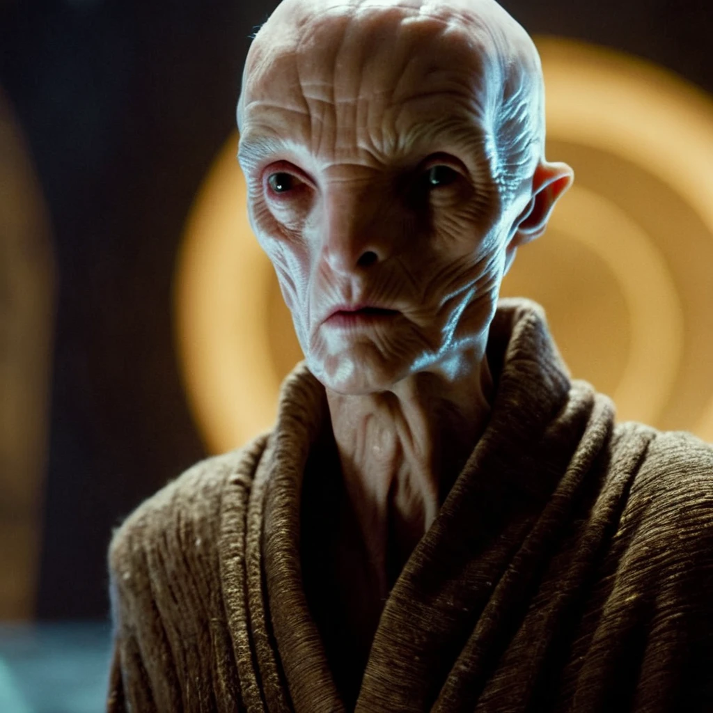 cinematic film still of <lora:Snoke:1.2>
Snoke a man with a very large head and a very long neck in star wars universe, shallow depth of field, vignette, highly detailed, high budget, bokeh, cinemascope, moody, epic, gorgeous, film grain, grainy