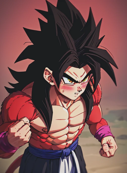 best quality, (masterpiece),(ultra-detailed), (high quality), (high resolution), <lora:ssj4:0.5>,abs, blush, (body fur:), jewelry, long hair, monkey tail, muscular, pectorals, (red fur), solo, spiked hair, ssj4, super saiyan, tail, <lora:db_gohan:0.5>, son gohan, black hair, spiked hair, yellow eyes,