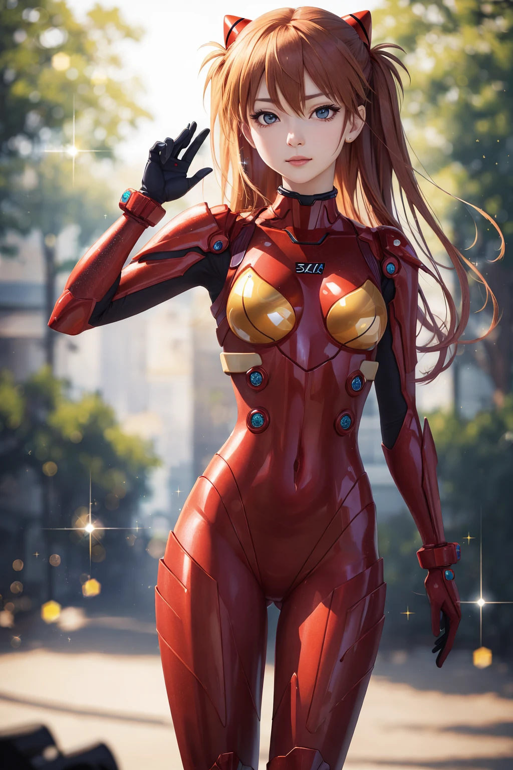 a beautiful Souryuu Asuka Langley, armor outfit,
seductive expression, half body, looking at viewer, bokeh, nature, (sparkling:1.75), masterpiece, amazing intricate finely detailed, volumetric lighting, ultra-HD, UHD, 8K, 16K