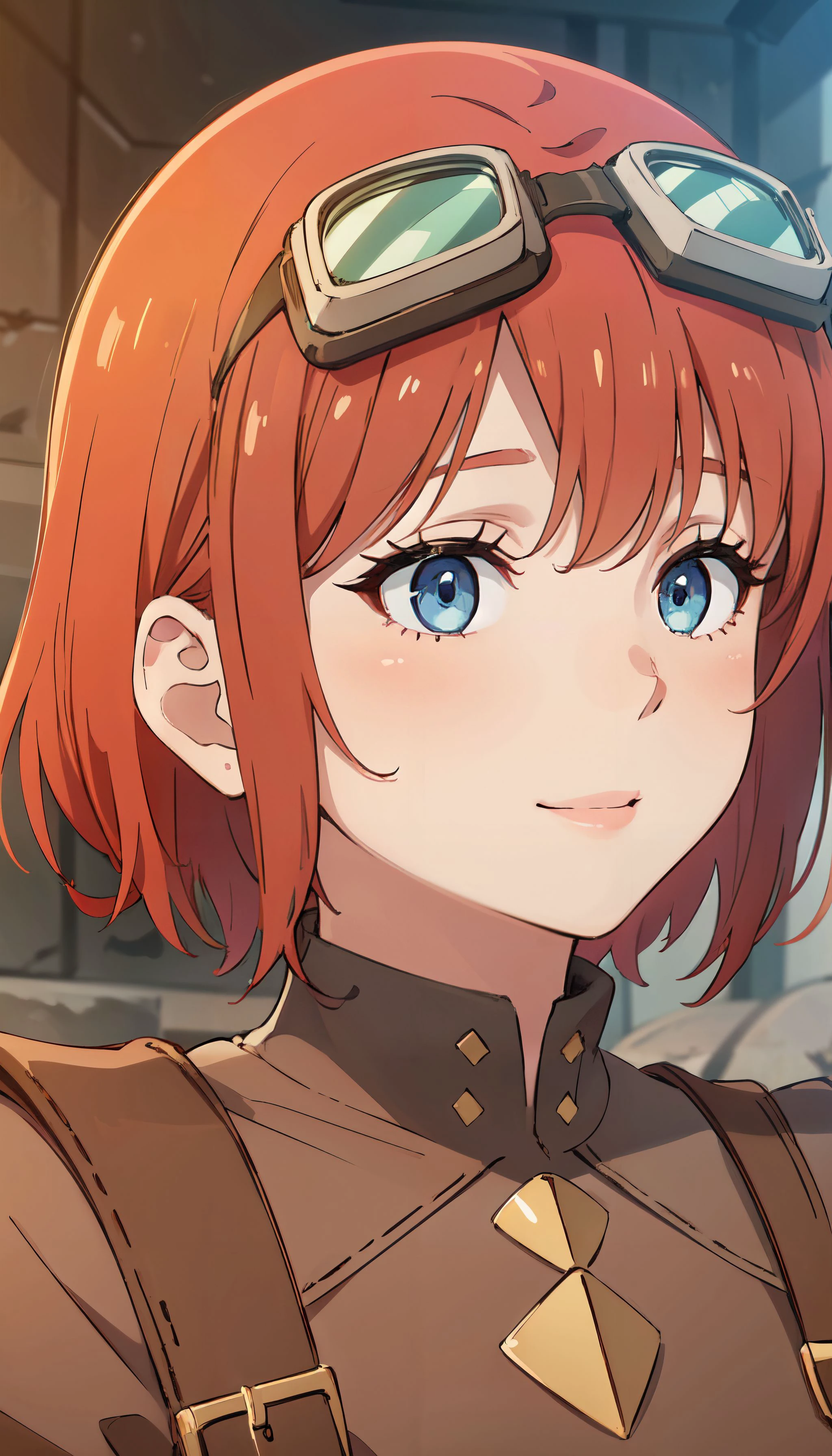 photorealistic, octane render, sharp focus, (8k), (4k), (Masterpiece), (realistic skin texture), extremely detailed, intricate, hyper detailed, soft lighting, high resolution, sharp detail, (best quality, hires, high resolution), extremely detailed, highres, in a cafe , 1girl,  hands on face,  <lora:detail_slider_v4:0.6>  <lora:Myun_VRMMO:0.7> short hair, orange red hair, dark blue eyes, brown leather outfit, red shorts, goggles on head, portrait, close up,