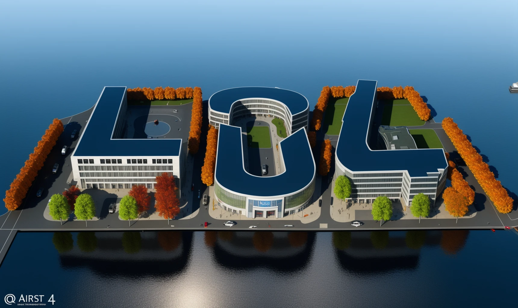 <lora:JJsArchiviz_Birdview_v2:.7> ,((best quality)),((masterpiece)),((realistic)), , photorealistic, ((BirdView)),((archviz)) car, motor vehicle, outdoors, sky, ground, vehicle, scenery, building, city, road, cloud, crosswalk, real world location, lamppost, tree, street, cityscape , sidewalk, office building , apartment, flag, market,from above,reflection, autumn, glass,