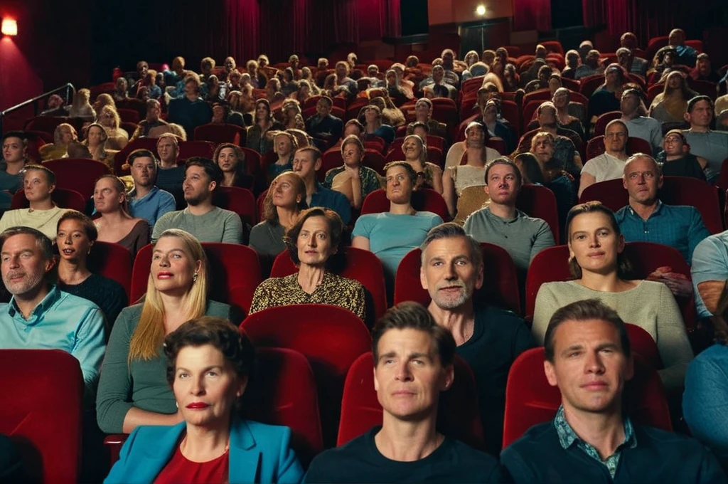 photo of a large group of people sitting in a cinema, many faces, <lora:people_010_cosine_iter4_ 0000025all_jugger_adafactor_128_64_new:0.3>