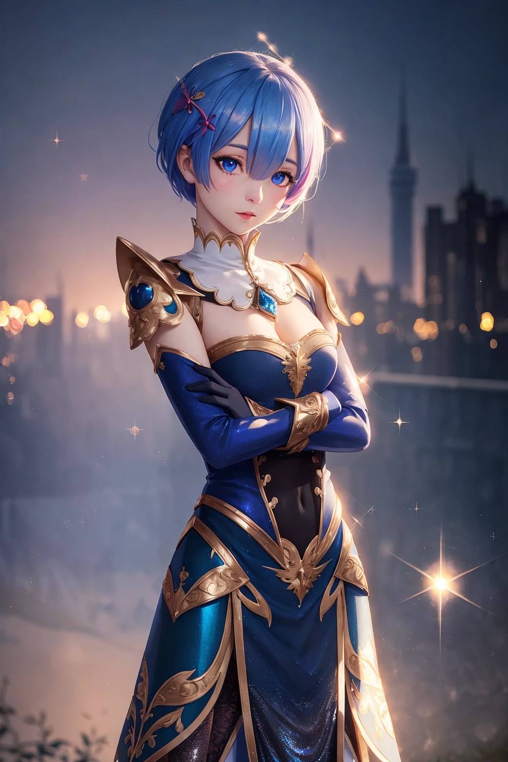 a beautiful Rem\(rezero\), armor outfit, volumetric lighting,
seductive expression, half body, looking at viewer, bokeh, nature, (sparkling:1.75), masterpiece, amazing intricate finely detailed, volumetric lighting, ultra-HD, UHD, 8K, 16K