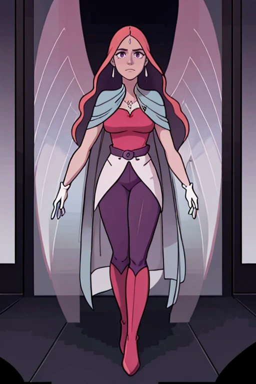 solo, cartoon, <lora:QueenAngella:0.8> wings, nude, long hair, large breasts, blue cape, white gloves, purple boots, earrings, white forehead jewel, pink top, purple belt,, 24mm, 4k textures, soft cinematic light, adobe lightroom, photolab, hdr, intricate, elegant, highly detailed, sharp focus, (cinematic_look:1.3), soothing tones, insane details, intricate details, hyperdetailed, low contrast, soft cinematic light, dim colors, exposure blend, hdr,