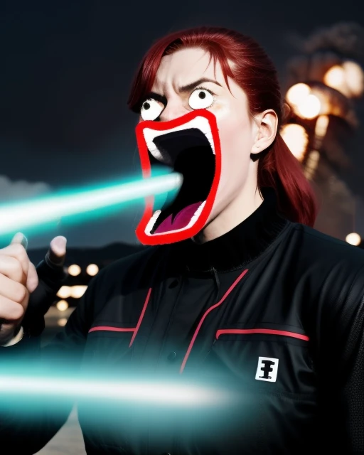 1girl,solo,red hair,shoopdawoop,open mouth,laser, <lora:Shoopdawoop15:1>