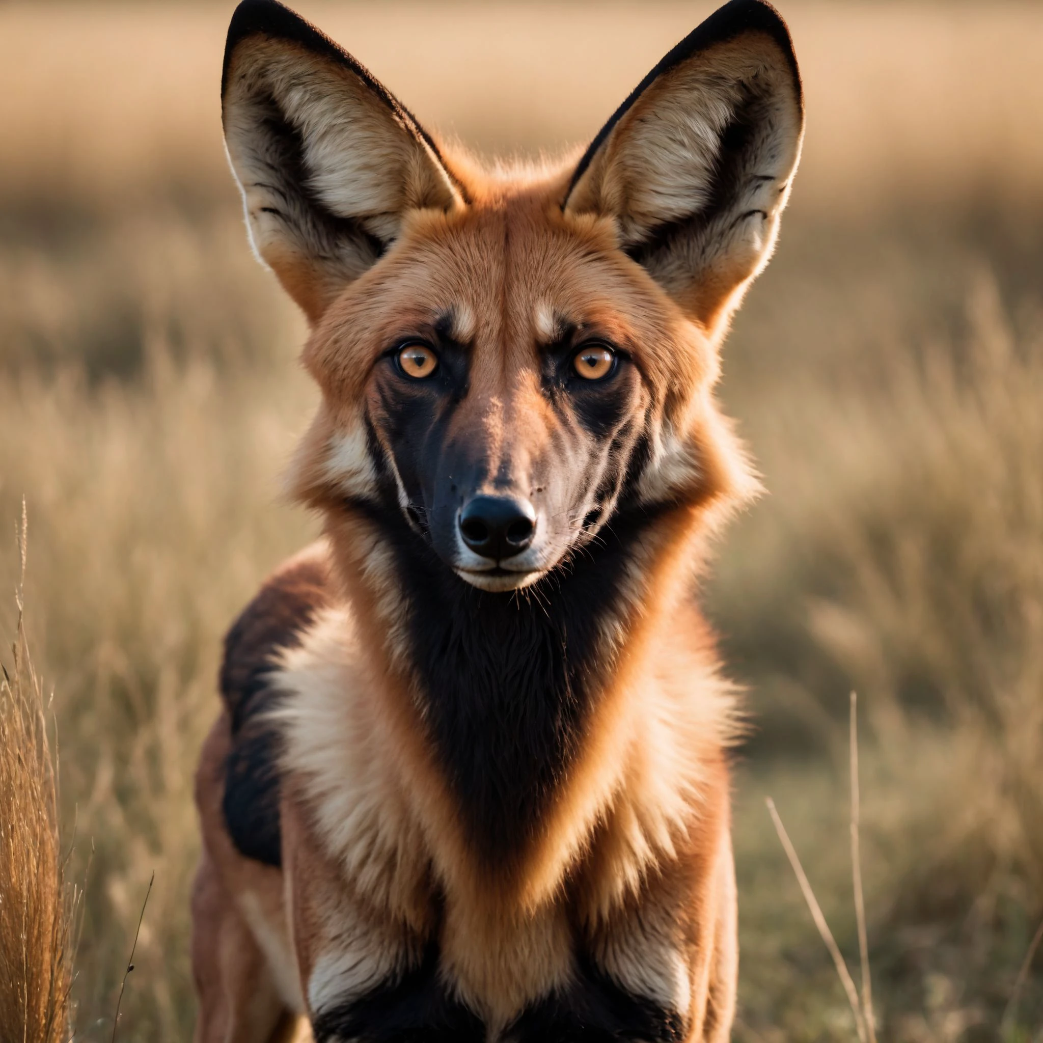 cinematic photo cinematic photo A maned Wolf looking at camera , on the long grasslands of Brazil big eyes . 35mm photograph, film, bokeh, professional, 4k, highly detailed . 35mm photograph, film, bokeh, professional, 4k, highly detailed