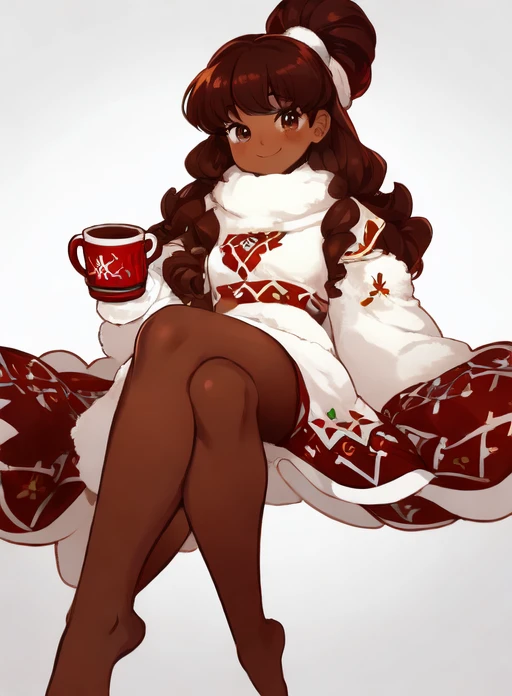 <lora:cocoacookie_v1.1:1> cocoacookie, smiling, solo, fullbody, white background, best quality, masterpiece, high resolution, dark skin