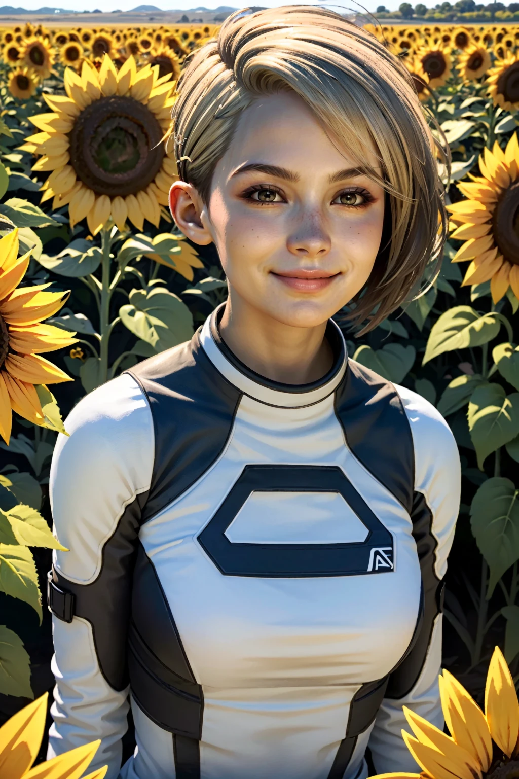 ((ultra detailed, masterpiece, best quality))
<lora:MEACora:0.8>
MEACora, 1girl, solo, short hair, blonde hair, brown eyes, surrounded by sunflowers in a bright field, smiling, happy