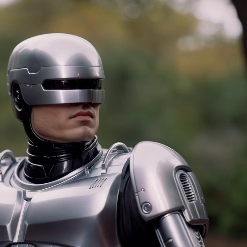 cinematic film still of <lora:RoboCop 1987:1>
RoboCop 1987 a bald human in a silver costume looking at something, shallow depth of field, vignette, highly detailed, high budget, bokeh, cinemascope, moody, epic, gorgeous, film grain, grainy