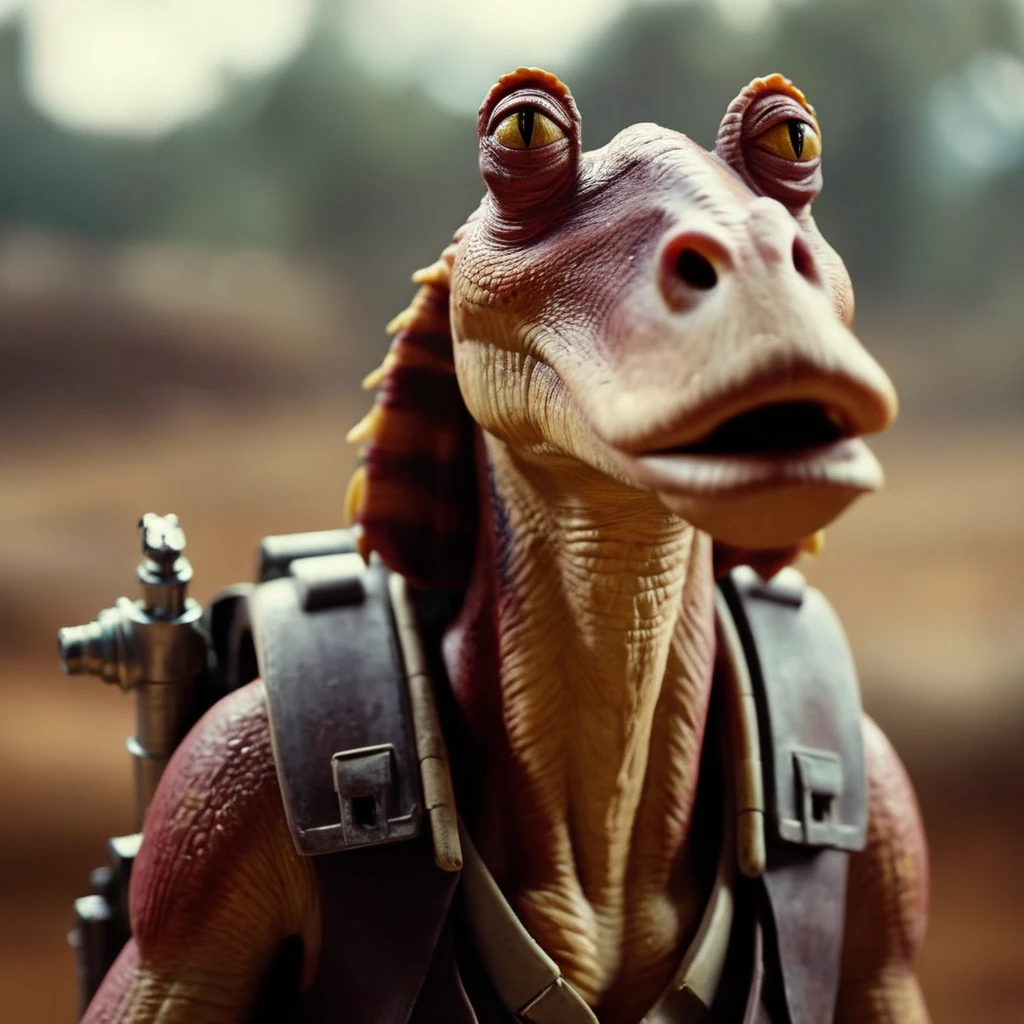 cinematic film still of  <lora:Jar Jar Binks :1>
Jar Jar Binks a character with a bolt gun in star wars universe, shallow depth of field, vignette, highly detailed, high budget, bokeh, cinemascope, moody, epic, gorgeous, film grain, grainy