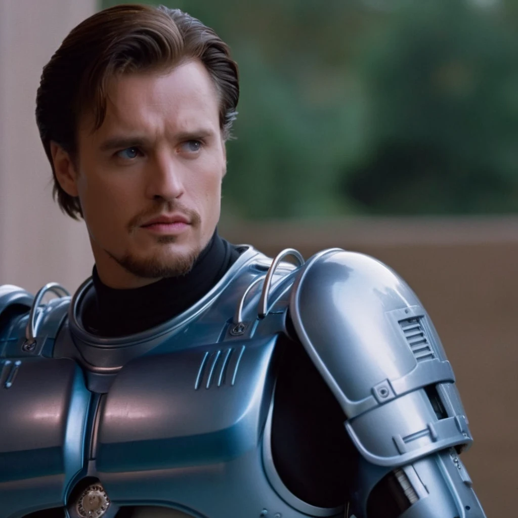 cinematic film still of <lora:RoboCop 1987:1.2>
RoboCop 1987 a handsome man with beautiful eyes and a blue shirt and a black and white shirt and cool hair cut looking at something, shallow depth of field, vignette, highly detailed, high budget, bokeh, cinemascope, moody, epic, gorgeous, film grain, grainy