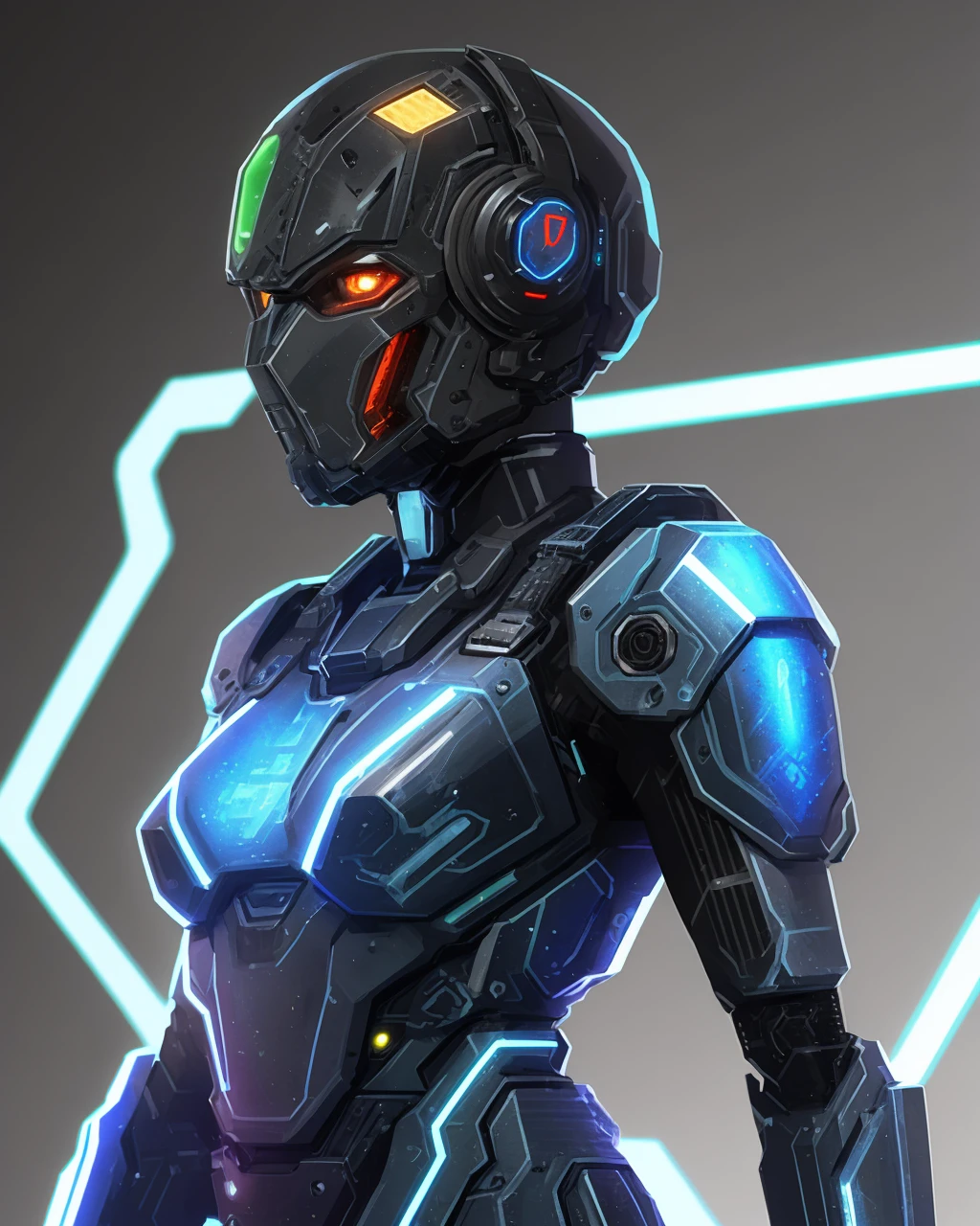 adstech,scifi,colorful symbols,hologram,1girl,cowboy shot,short hair,disturbing,<lora:AdsTech-20:0.8>,<lora:Cyberhelmet:0.7>,