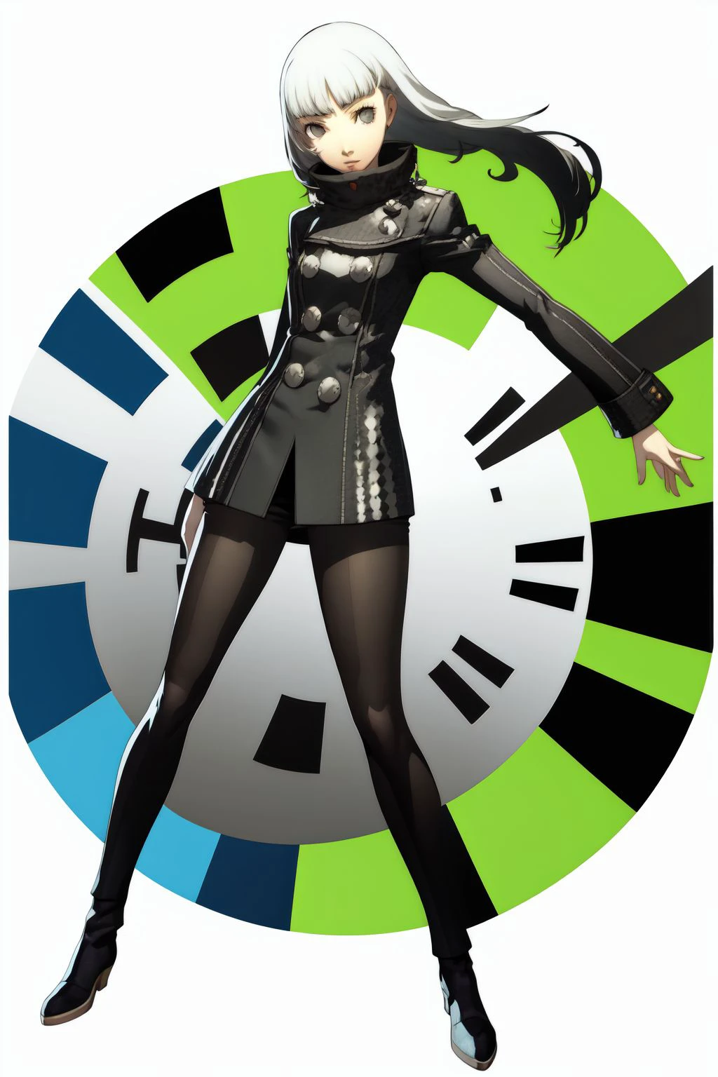 full body, solo, 1girl, guilty, silver hair <lora:Soejima_shigenori_style_v02:1>