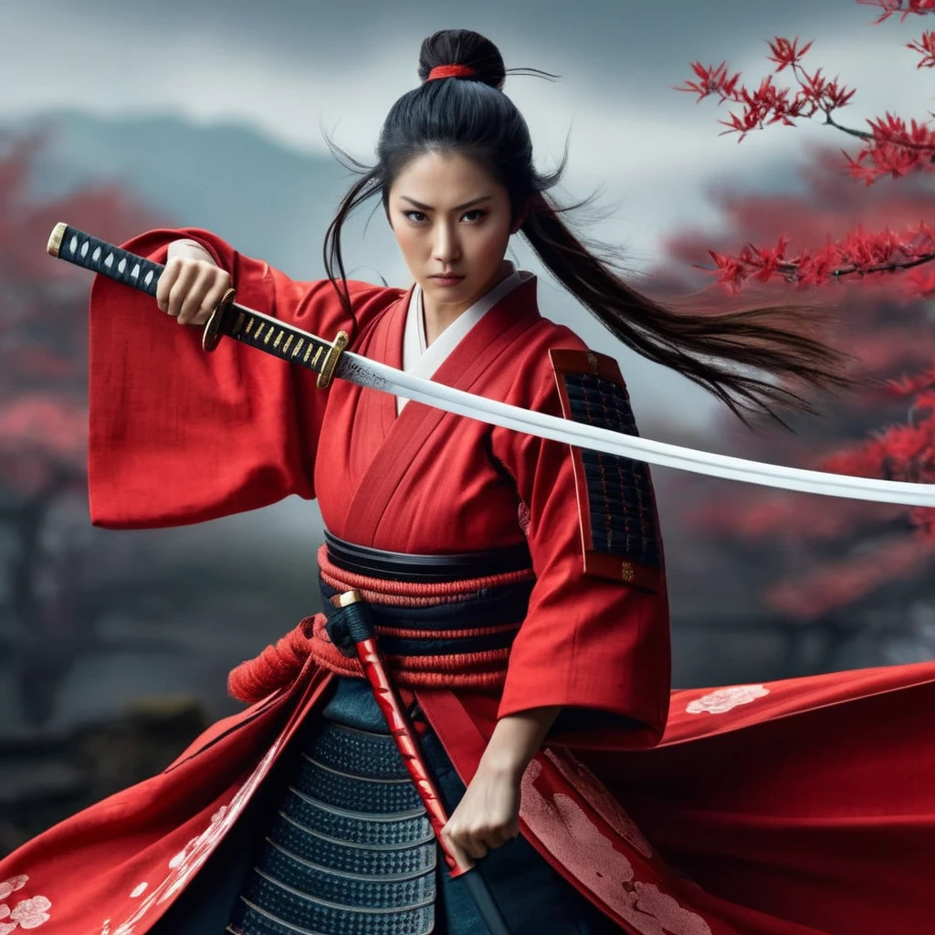 Hyperrealistic art of <lora:female samurai style:1>
an epic cinematic photo of a woman in a red samurai armor holding 1Katana female samurai style, Extremely high-resolution details, photographic, realism pushed to extreme, fine texture, incredibly lifelike