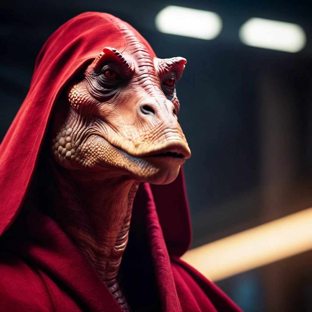 cinematic film still of <lora:darth jar jar binks:1.2>
darth jar jar binks a close up of a creature with a red robe in star wars universe, shallow depth of field, vignette, highly detailed, high budget, bokeh, cinemascope, moody, epic, gorgeous, film grain, grainy