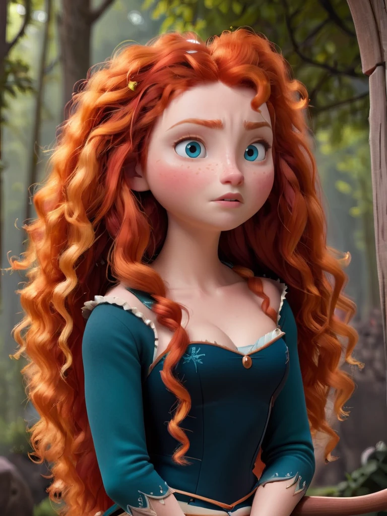 1 princess Merida in 2.5 D, girl portrait