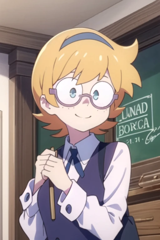 (((pixel-perfect, detail-perfect))), solo, 1girl, <lora:lotte-littlewitch:0.8>, lotte jansson, luna nova school uniform, looking at viewer, smile