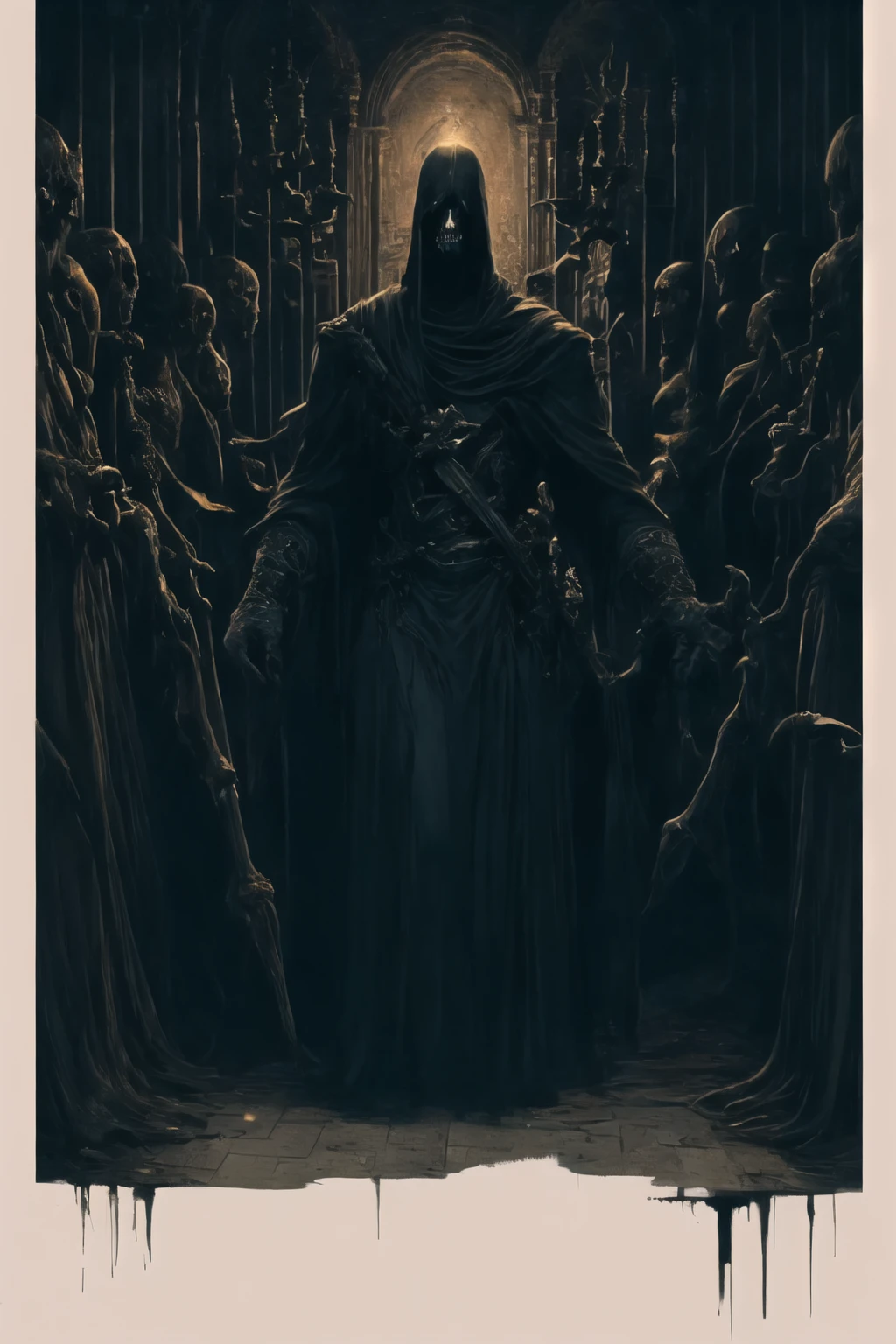 fine art, masterpiece, ultra detailed, hd, award winning painting of a shadow of the foe reaper at the gates of hell , <lora:rfcreaturaev3:1>, dark theme, intricate details, OverallDetail