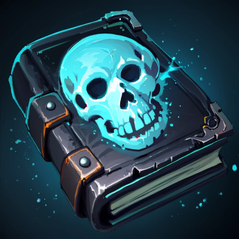 ((masterpiece,best quality)), absurdres, <lora:FantasyIcons_Books:0.8>, skull book, black book, glowing, floating