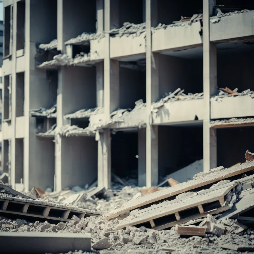 cinematic film still of  <lora:cinematic explosion style:1.5>
a building that has been torn down and is being demolished cinematic explosion style, shallow depth of field, vignette, highly detailed, high budget, bokeh, cinemascope, moody, epic, gorgeous, film grain, grainy