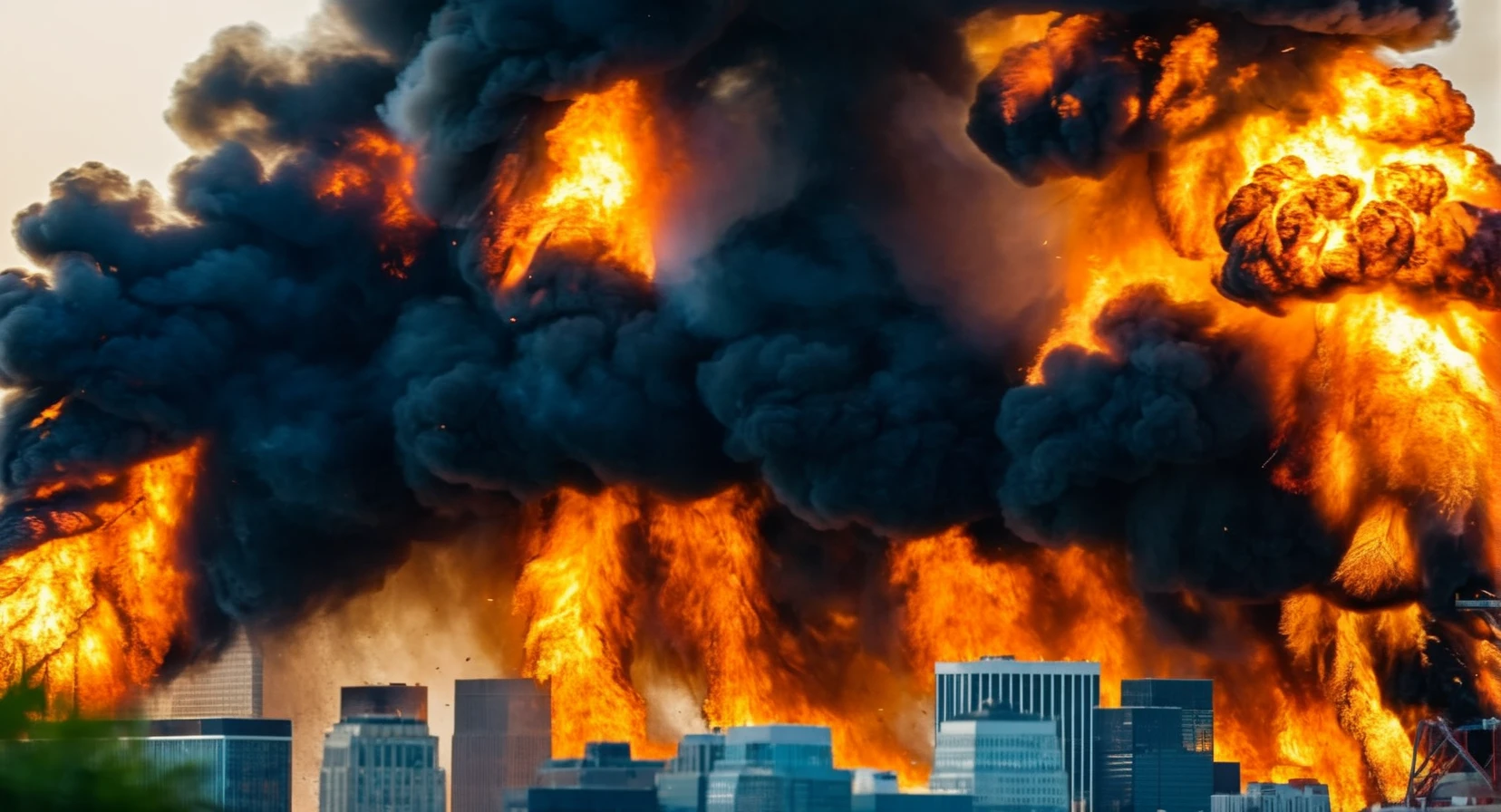 cinematic film still of <lora:cinematic explosion style:1.5>
a large fire is raging through a city cinematic explosion style, shallow depth of field, vignette, highly detailed, high budget, bokeh, cinemascope, moody, epic, gorgeous, film grain, grainy