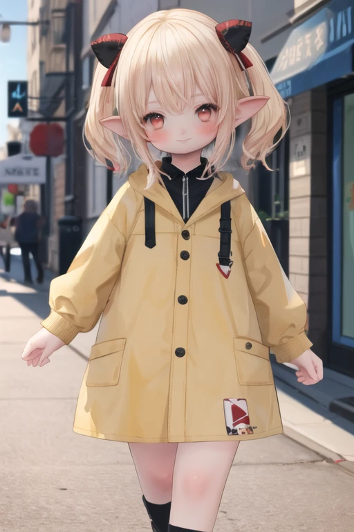 masterpiece, high quality,
blonde hair, red eyes, blush, <lora:lala ver.4(Beta):1> , street, walking, light smile,