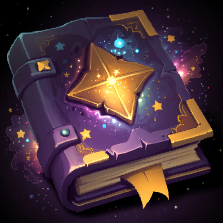 ((masterpiece,best quality)), <lora:FantasyIcons_Books:0.8>, purple book, glowing, star symbol, space, stars, planets, cosmos, nebula