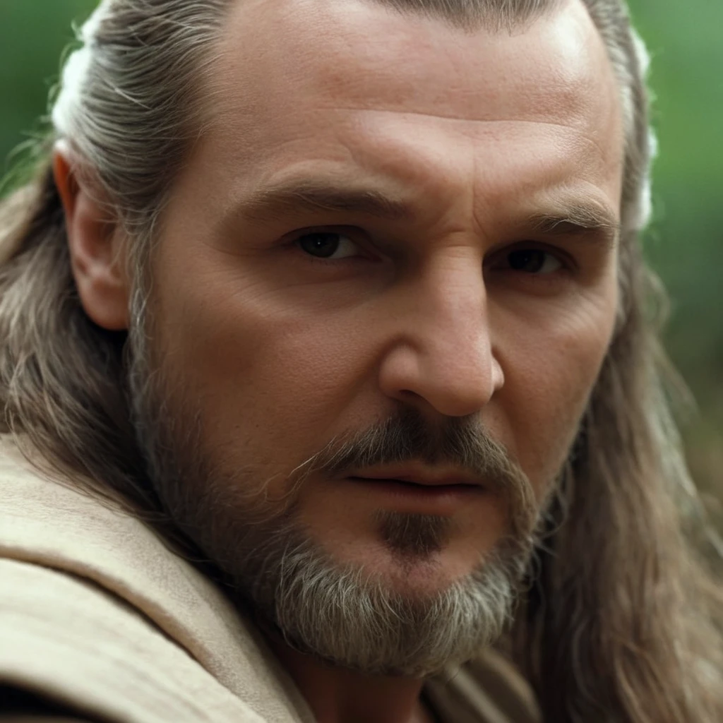 cinematic film still of <lora:Qui-Gon Jinn:1.2>
Qui-Gon Jinn a closeup of a man with long hair and a beard in star wars universe, shallow depth of field, vignette, highly detailed, high budget, bokeh, cinemascope, moody, epic, gorgeous, film grain, grainy
