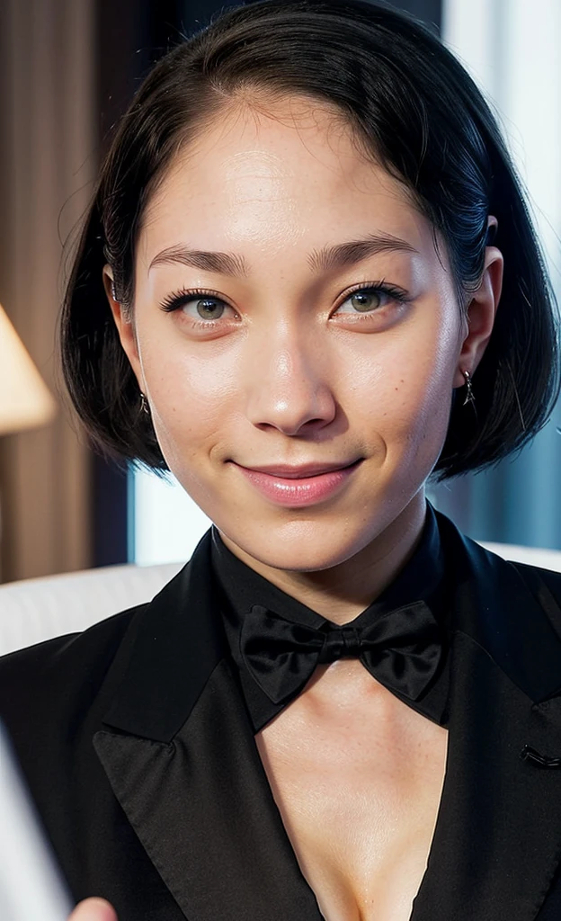 embedding:lilykawaii-step00001100, woman in a (business tuxedo), face close-up