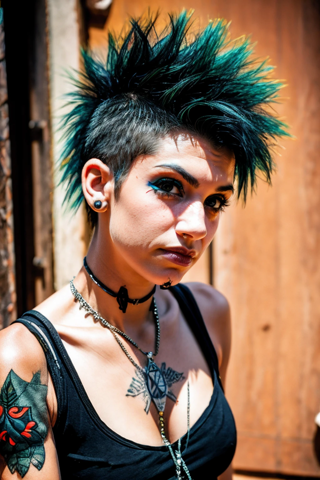 <lora:punk:0.8>a punk woman, Rio de Janeiro, (soft diffused lighting:0.5)