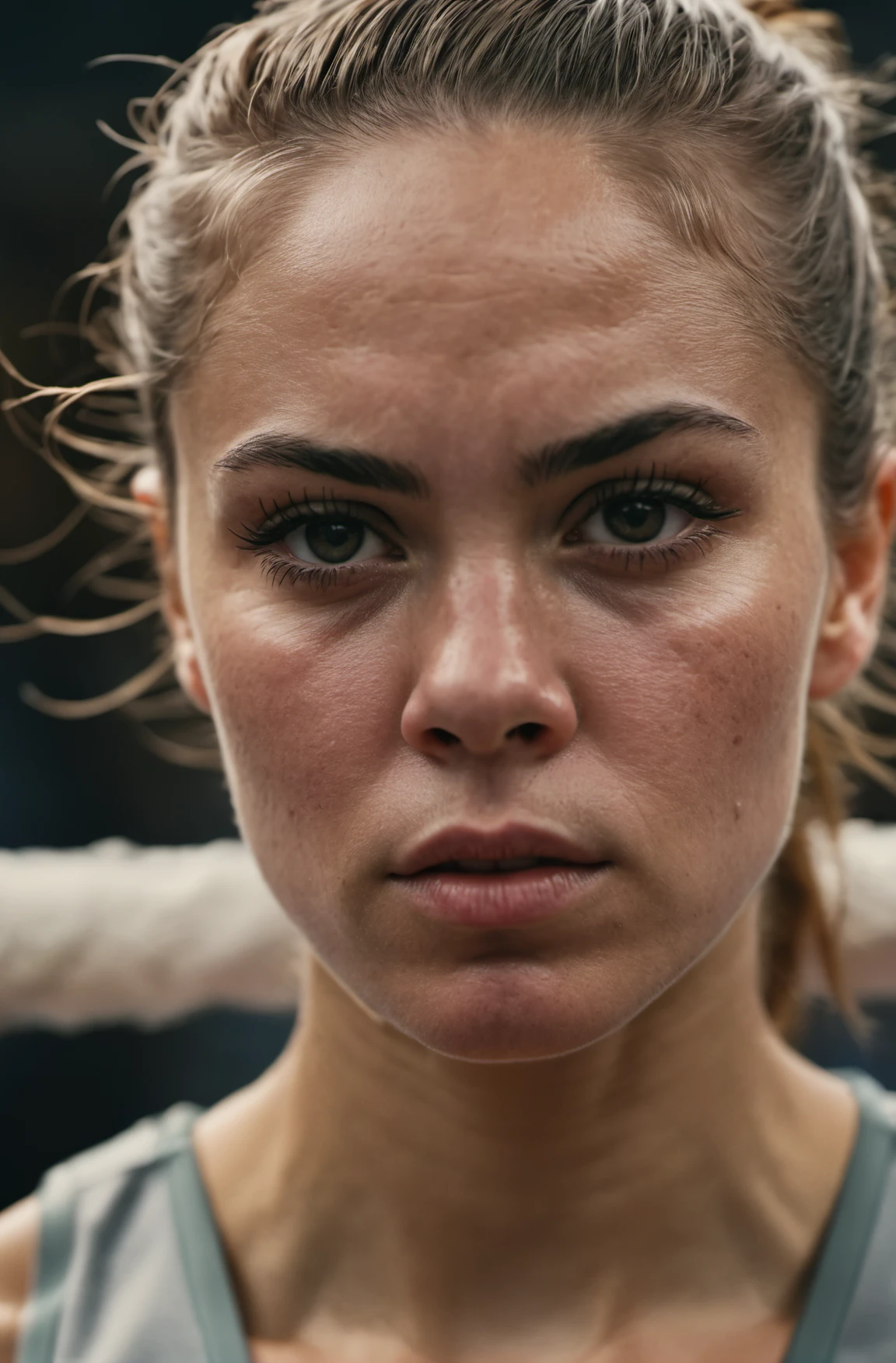 photograph close up portrait of Female boxer training, serious, stoic cinematic 4k epic detailed 4k epic detailed photograph shot on kodak detailed bokeh cinematic hbo dark moody
