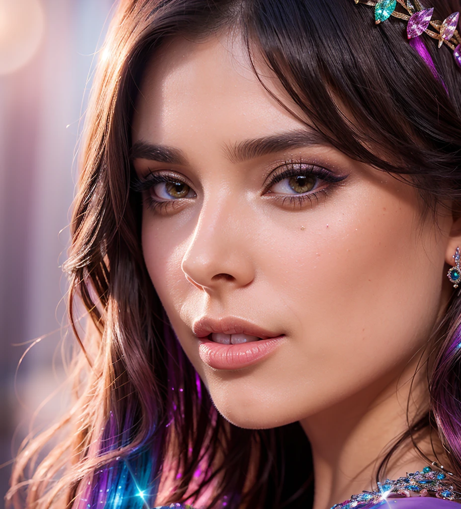 Fairy tale crystals fantasy, close up, a beautiful woman with long hair, fantasy, galaxy, transparent, shimmering, sparkling, splendid, colorful, magical photography, dramatic lighting, photo realism, ultra-detailed, 4k, Depth of field, High-resolution <lora:crystals fantasy_10R:0.9> . Magical, fantastical, enchanting, storybook style, highly detailed