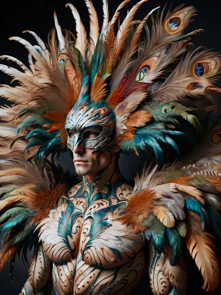 ral-feathercoat, a man with a body made of feathers <lora:ral-feathercoat-sdxl:1>