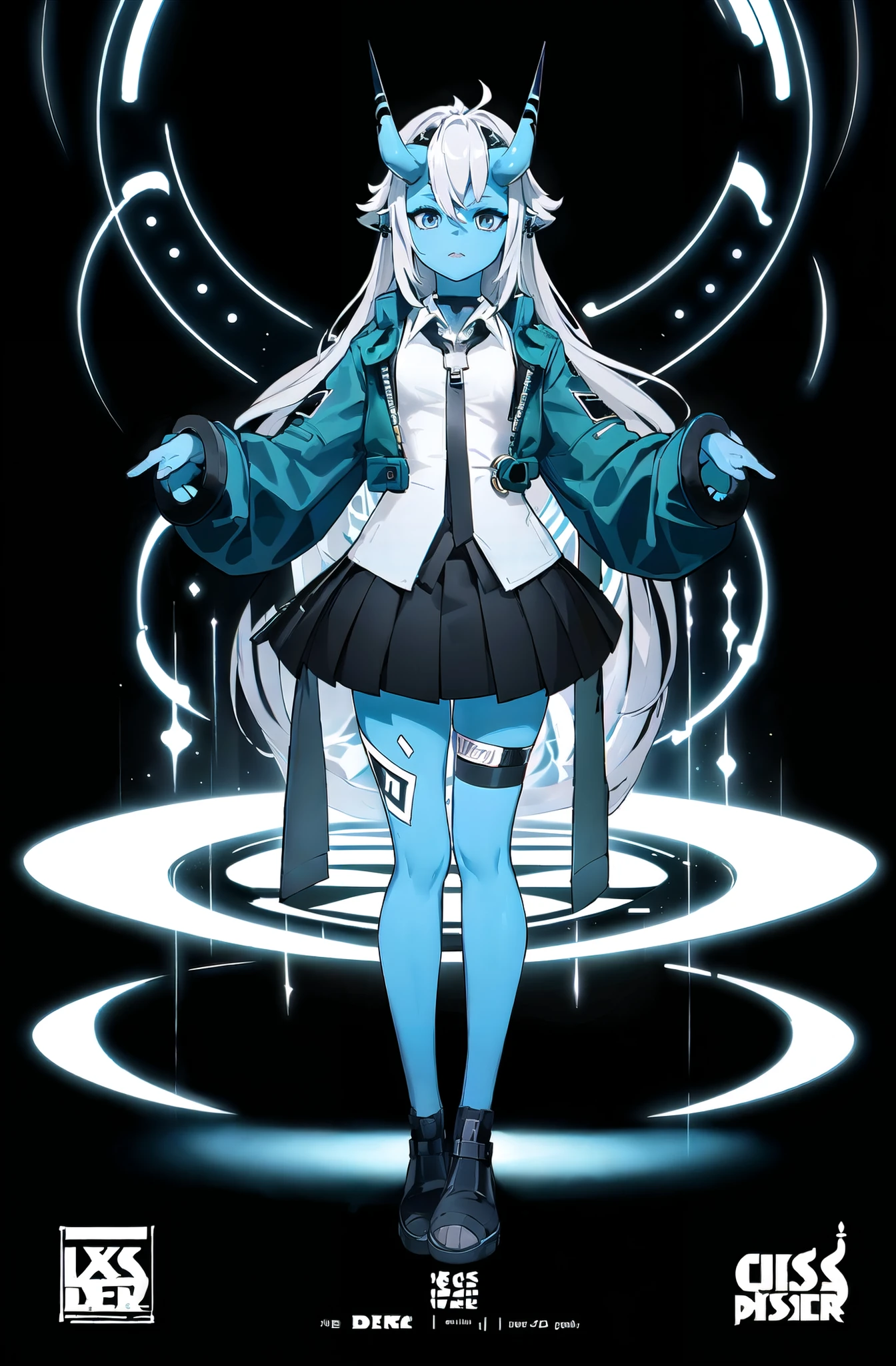simple_black_background, black and white theme, Sense of coordination, sense of order, mathematics beauty, (((cover design))), (((((cover art))))), ((trim)), album_art, official art, (Master's work), 
<lora:cangjiao-v100:0.9:lbw=OUTALL>, cangjiao, 1girl, horns, skirt, necktie, jacket, tail, 
girl, perfect_detal_girl, cute_girl, chess girl, pretty, long hair, (((delicate and beautiful eyes))), cute_eyes, looking at viewer, cute face, pretty facenavel, perfect body, body art, standing on chessboard, beautiful pose, 
chessboard, chess, white geometry, black geometry, reflection, crystal_art, pattern_design, creative, Mystery pattern, black crystal decorate, black crystal, (architectural art), ((geometric art)), pattern design, creative, 
------, 
Low saturation, grand masterpiece, Perfect composition, film light, light art