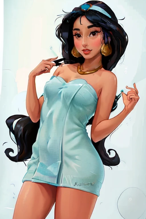 elma smit <lora:BodyTowel:0.7>BodyTowel, woman wrapped in a towel, <lora:Jasmine_character:1> jasminewaifu